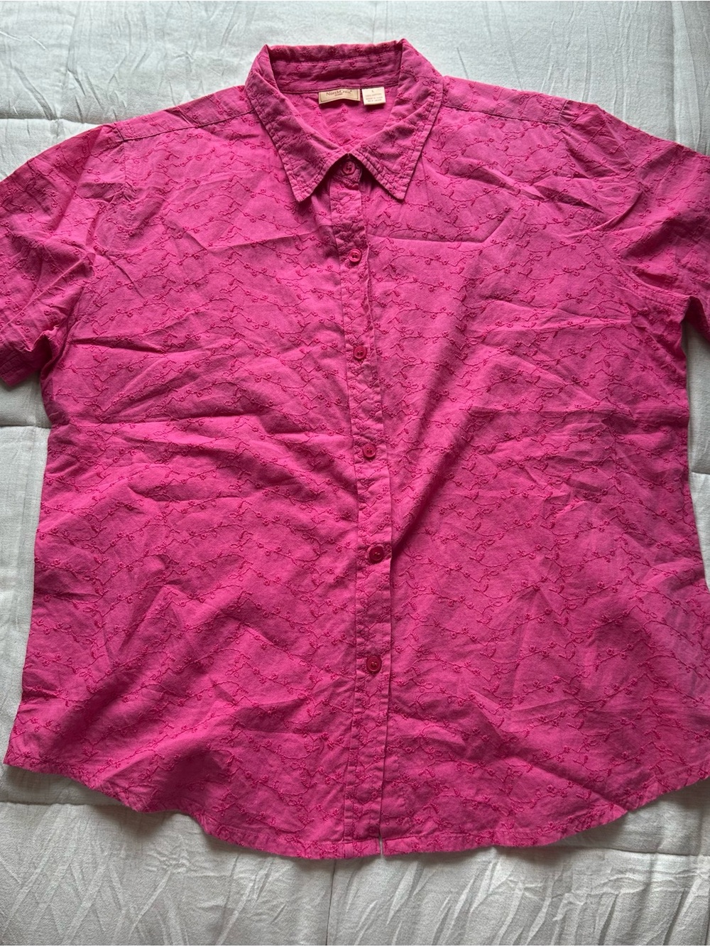 Northcrest Hot Pink Short Sleeve Button-Up Shirt